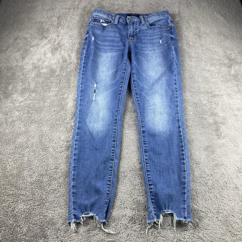 Lucky Brand‎ Mid Rise Skinny Ava Womens 4 /27W Ankle Blue Distressed Raw Hem